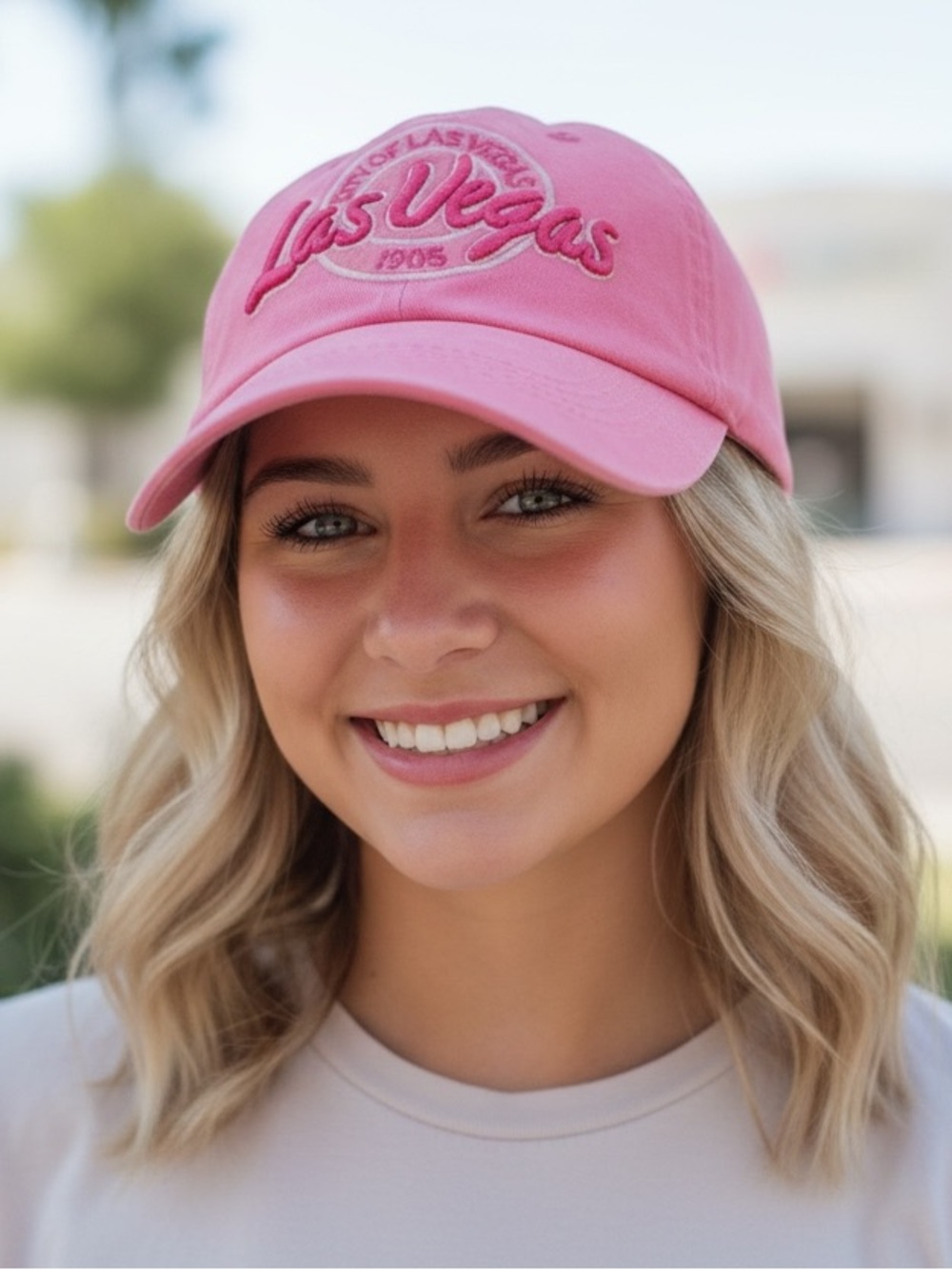 Las Vegas Embroidered Pink Baseball Cap - Women's Casual Hat Adjustable